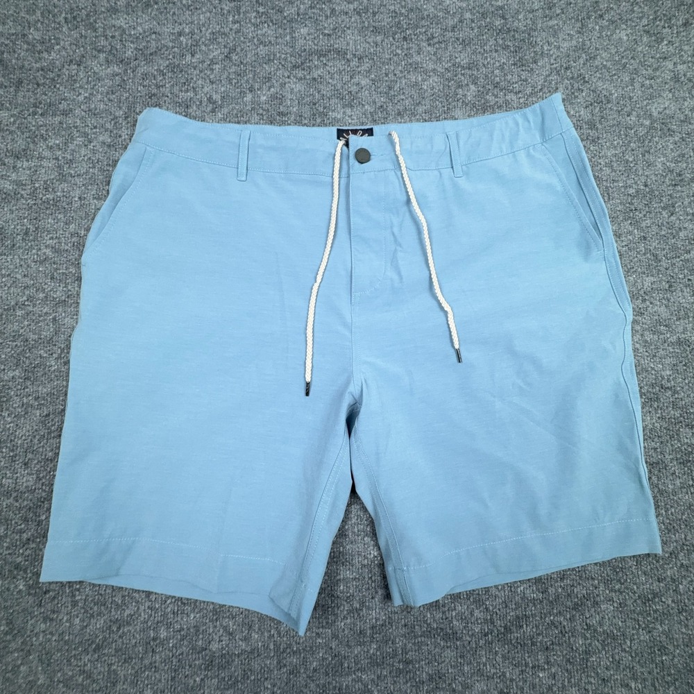 Faherty All Day Shorts Mens 38 Blue Flat Front Chino Golf Performance Preppy